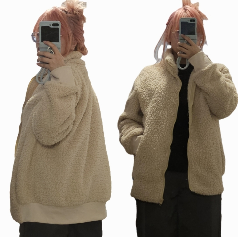 SHEIN Cream Sherpa Jacket